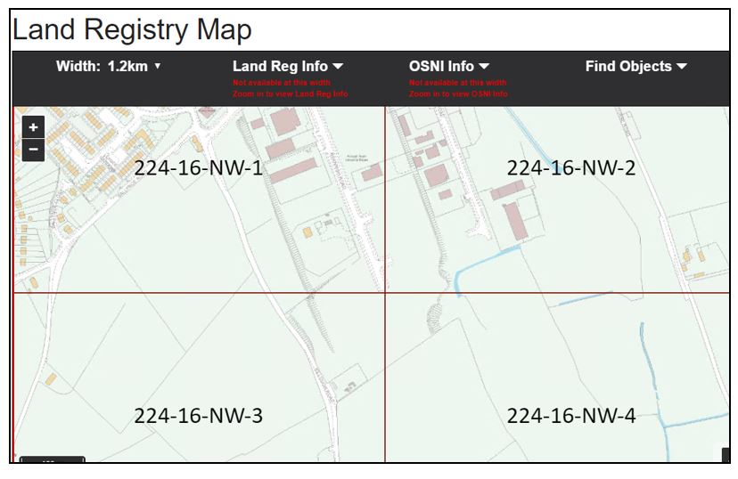 Land Reg map shows full tile - Land Reg and OSNI data NOT visible