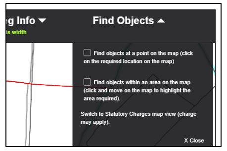 Object list menu from Land Reg map