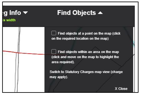 Land Reg map shows option to link to Stat Charges view
